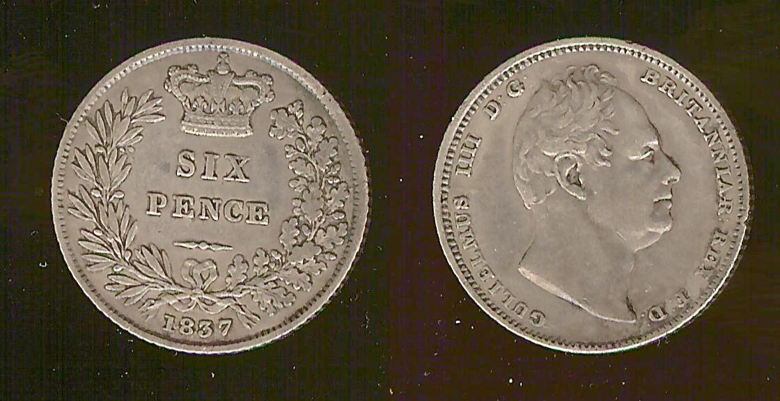 ROYAUME-UNI 6 Pence Guillaume IV 1837 TTB